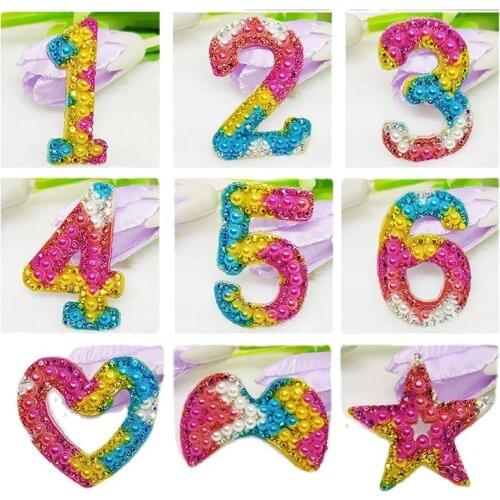 1Pcs New Pearl Rhinestone Letter Alphabet Number Love Heart Clothing Patches Sew on Rhinestones Applique Stripes DIY Crafts