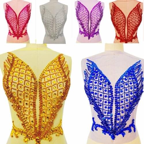 1Piece Rhinestone Embroidery Lace Applique Sequins Beads Skirt Accessories Jewelry Diy Material Clothing Handmade