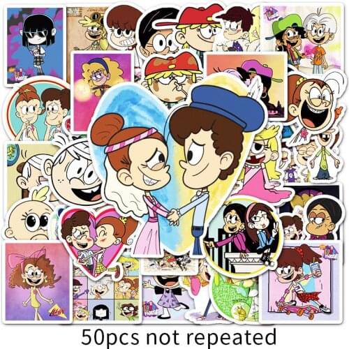 50pcs/Set Lincoln Loud Lori Loud Stickers Anime Cartoon Sticker Funny DIY Luggage Laptop Skateboard Bike Sticker toy Gifts