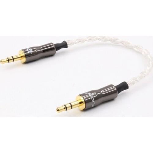 15cm 5N OCC Pure Copper Silver Plated Cable 3.5mm Male To Male Audio Cable Adapter For Amplifier Decoder DAC