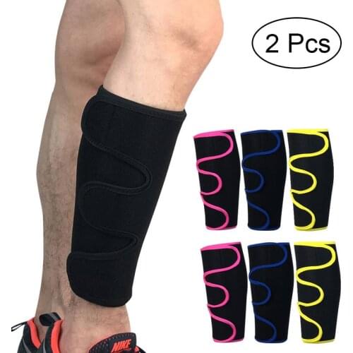 2Pcs Calf Brack Adjustable MTB Cycling Football Compression Calf Support Fitness Hiking Pressure Leg Protector Universal Black
