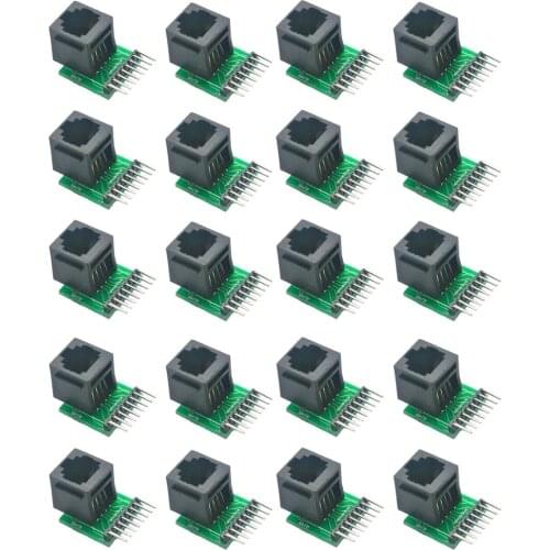 20pcs RJ45 8-pin Connector and Breakout Board Kit