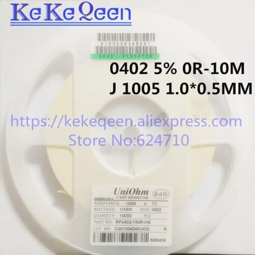 200PCS/LOT 1/10W 0402 5% 1005 1.0*0.5 43R 47R 51R 56R 62 68R 75R 82R 91 100R 110R 120R 130R 150R 160R 180R 200R 220R 240R 270R