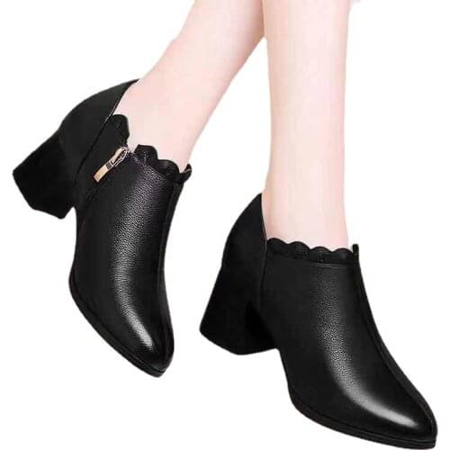 2021 Fashion Comfort Spring and Autumn New Deep Womens Shoes Thick-soled Single Boot Womens Shoes Match Joker Womens Shoes