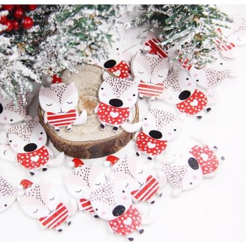 24PCS Wooden Cartoon Squirrel Wood Pendants With Rope For Christmas Party Xmas Tree Ornaments Kids Gifts Decorations Supplies