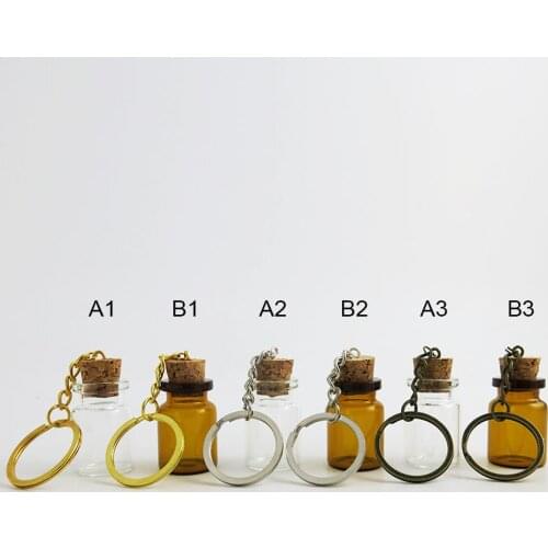 30 x 5ml Clear Amber Glass Pendant Vial Key Chain Adjustable For Wedding Gift Using Beautiful for Women 5cc Pendant Bottles