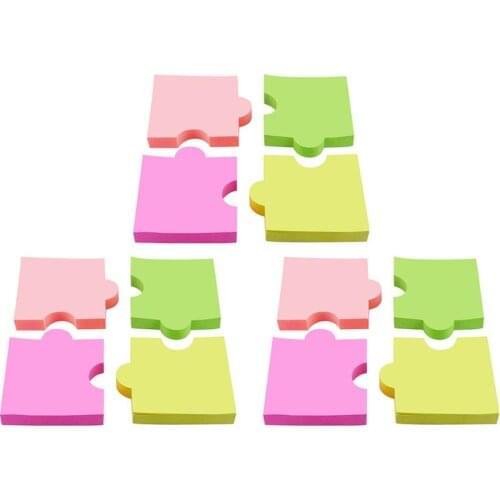 4A Shapes Sticky Notes,Puzzle,2 7/8 x 2 4/7 Inches,Neon Assorted,Self-Stick Notes,100 Sheets/Pad,4 Pads/Pack,3 Packs,4A 5020x3