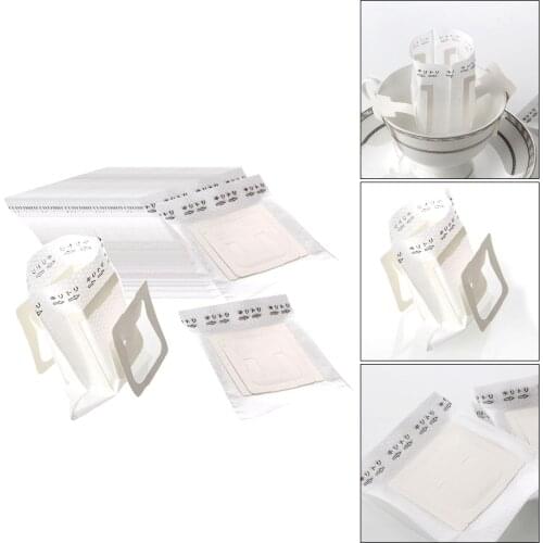 50Pcs Disposable Hanging Ear Drip Coffee Filter Paper Bag Dripper Bag for 7-10g Grounds, 7.4x9cm