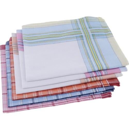 6x Mens Handkerchiefs Classic Plaids Hanky Comfy Soft Wedding Hankie