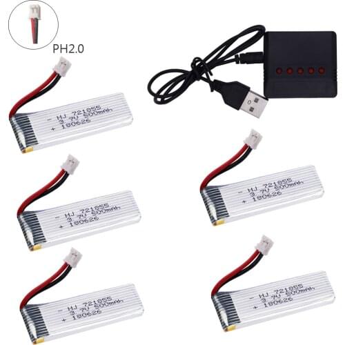 Lipo Battery 1S 3.7V 3.8V 500mAh 721855 30C 1S PH2.0 Plug with charger for Indoor Racing Drone Toys 3.7V high quality batteries