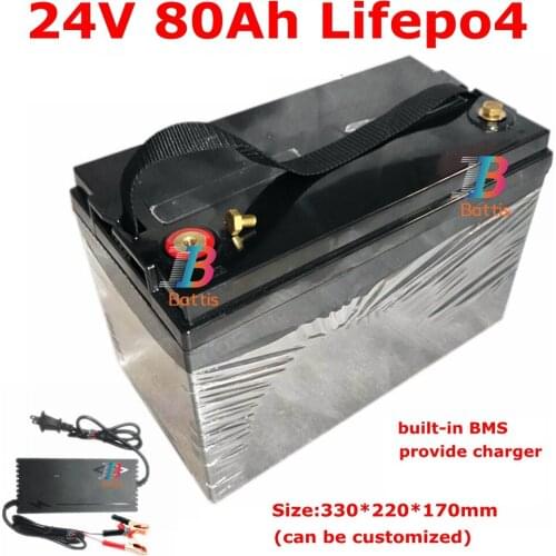 24V 80Ah LiFepo4 battery pack for energy storage system UPS EV scooter motor home golf trolley solar street light+10A charger