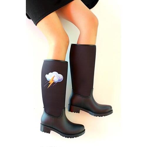 Ç20610Siyah Pink Potin Black Women Boots Ç20610