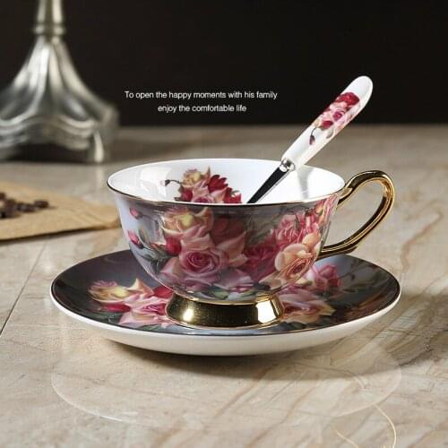 European High-end Bone China Coffee Cup Creative British Afternoon Tea Cup Set Phnom Penh Ceramic Coffee Cup and Saucer