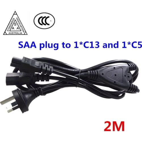 Power Adapter Cable ,2 in 1 AU Plug to IEC 320 C13 C5 Y Splitter Power Cord/Cable About 200CM