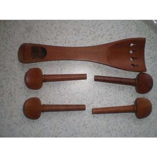 1 Set Cello Parts Including 1PC Red Jujube Cello Tail Piece 4/4 with 4 PCs Cello Pegs 4/4
