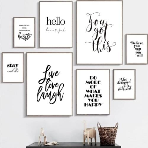 Minimalist English Quote Wall Art Poster Letters Canvas Painting Black White Print Modern Home Cuadros Decoration Picture Prints
