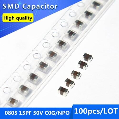 100pcs 2012 0805 Thick Film Chip Multilayer Ceramic Capacitor 15PF 50V 150 C0G/NPO 5