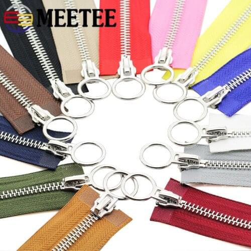 1pc 70/90cm 5# Double Slider Open-end Zipper O Ring Head Auto Lock Metal Zippers for Down Jacket Coat Bag DIY Sewing Accessories
