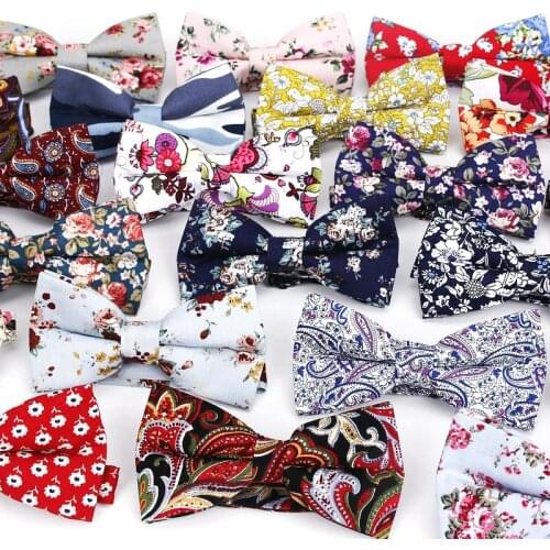 New Style Bowtie Men Tuxedo Cotton Designer Colorful Butterfly Flower Rose Paisley Bowties Wedding Party Casual Cravat Bow Tie