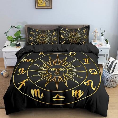 Astrology Horoscope With Signs Bedding Set Colorful Sun And Moon Duvet Cover King Queen Size Comforter Covers Sets Pillowcase