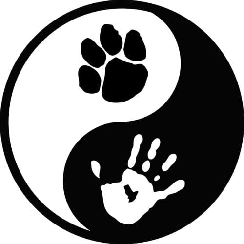 Yin Yang Paw Hand Print Decal Window Bumper Sticker Car Pet Love Dog Cat