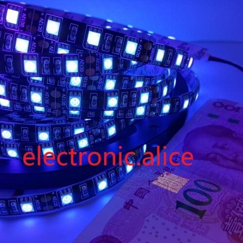 New 5M DC12V 5050 UV Ultraviolet purple waterproof 60led/m Strip lamp black light
