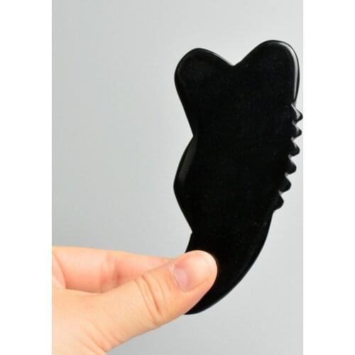 Obsidian Gua Sha Scraper Natural Healing Stone Guasha Board Face Neck Body Meridian Scraping Acupuncture Therapy Massage Tools