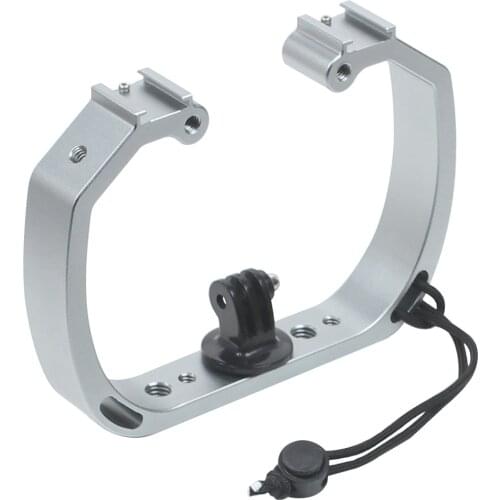 BGNing Dual Handheld Camera Holder Tray Support Stabilizer Cold Shoe for Mic Flash Light For GoPro 9 8 Action Camera Underwater