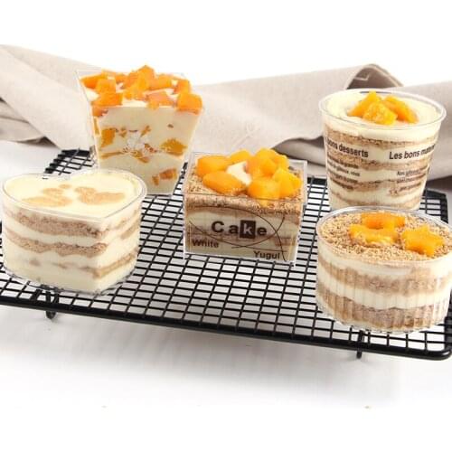 25pcs Birthday Wedding Christmas Party Favors Baking Dessert Box Ice Cream Pudding Cake Transparent Hard Plastic Cup With Lid