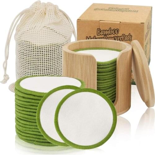 20/10pcs Reusable Bamboo Fiber Makeup Remover Pads 10pcs/Pack Washable Rounds Cleansing Facial Cotton Make Up Removal Pads Tool