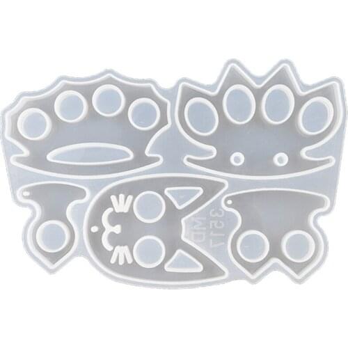 Self-Defense Finger Keychain Mold Epoxy Resin Mold Anti-Wolf Knuckles Keyring Resin Silicone Mould Jewelry Tool Handmade