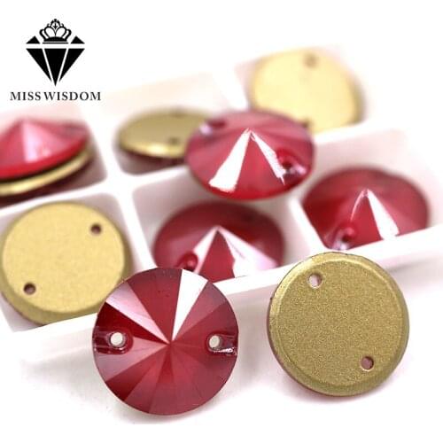 New Flatback buckle glass sew on rhinestones double hole Round shape Light Red Mocha crystal rhinestone diy clothing accessories