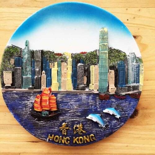 Hongkong tourism souvenir Home Furnishing decorative board sea disc wall hang plates size 11x11cm