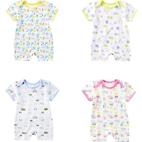 Unisex Infant Baby Clothing Short Sleeve Summer Clothes Full Printed Comfortable Soft Cotton Romper Toddler Boy Girls' Jumpsuit