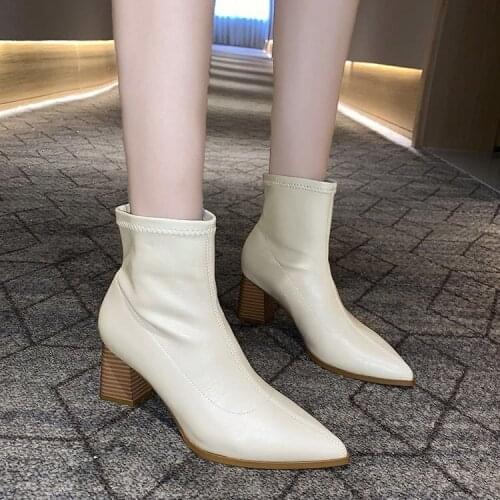 Vogue Nice Autumn Winter Genuine Leather Retro Square Toe Zipper Ankle Boots Square Heel All Match Women Shoes Size 34-39