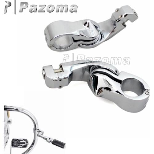 1 1/4" Chrome Short Angled Adjustable Highway Foot Peg Mount Kit for Harley Sportster Softail Road King Street Glide
