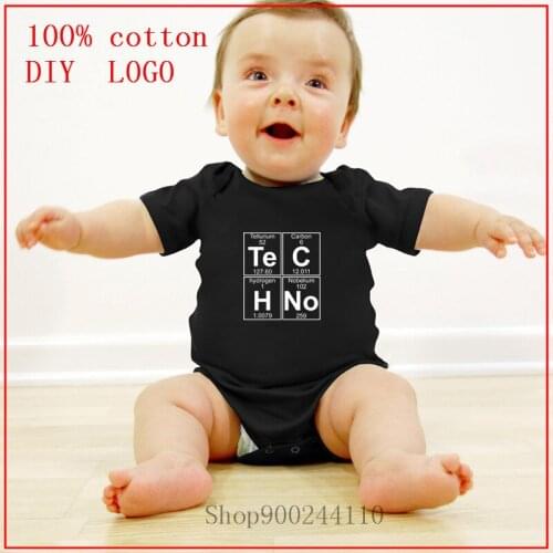 2020 Newborn Baby Clothes Short Sleeve Girl Boy Clothing Bodysuits baby Te-C-H-No techno pop music funny Cotton Costumes Pajamas