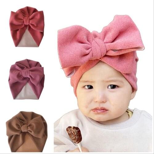 2021 New Warm Baby Hats For Boys Girls Bow Hats Baby Bonnet Beanie Capa Infant Toddler Turban Baby Hair Accessories