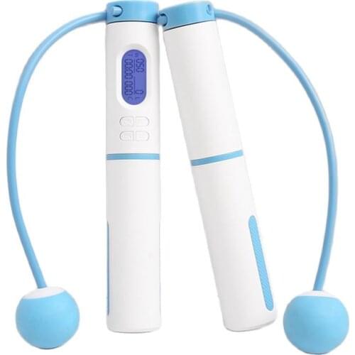 2021Jump Rope Best Adjustable ABS PVC Steel Wire Rope Blue Black Pink Fitness Skipping LED Digital Smart Counter Cordless