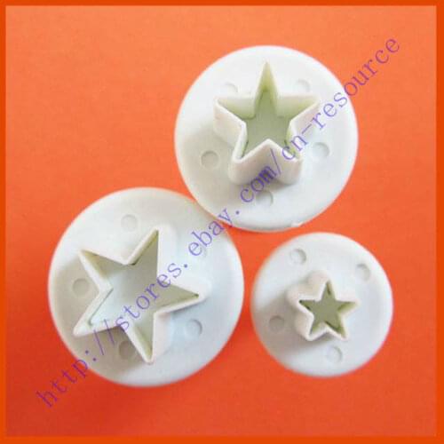 3pcs DIY Star Shape Plunger Cutter Mold Sugarcraft Fondant Cake Decorating Tool