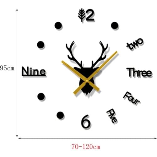 3D DIY Wall Clock Sticker Decor Set Mirror Surface for Home Large Beautiful