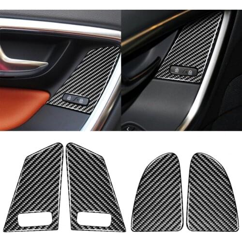 4Pcs Carbon Fiber Window Lift Switch Trim Button Sticker for Volvo V60/S60/XC60 Left Right Drive