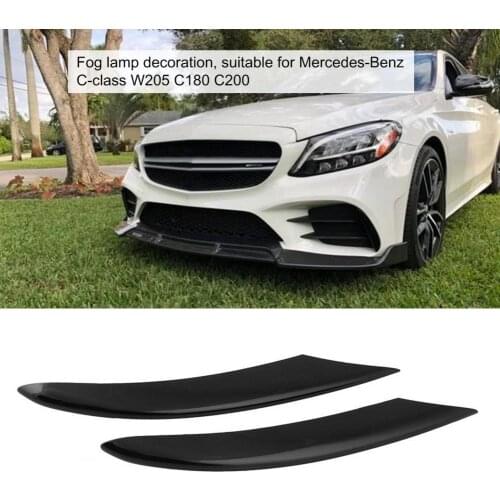 4Pcs Fog Lamp Strips Anti-scratch Exquisite ABS Black Fog Lamp Strips for Benz C Class W205/C180/C200 Car Accessories