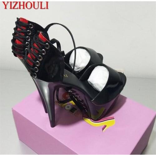 6 inch, round head stiletto heels, model nightclub 15cm cross-bandage soles high-heeled pole dancing sandals