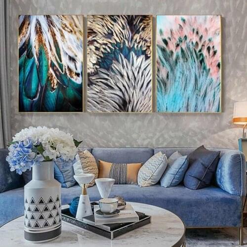 Abstract colorful feathers 5d diamond painting full square round diamond embroidery mosaic triptych diy craft supplies AA2570