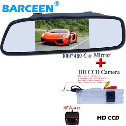 170 degree car parking camera bring 4 ir hd ccd +5" car rear mirror for Nissan March for Renault Logan for Renault Sandero