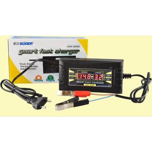 Car Battery Charger Full Automatic 110V to 240V To 12V 6A Intelligent Fast Power Charging Wet Dry Lead Acid Digital LCD Display