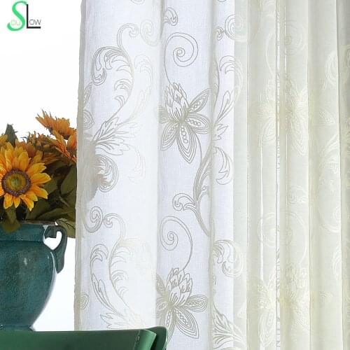 White 3d Curtains Embroidered Sheer Curtains Flowers Screen Tulle Curtains Rideau Voilage Gordijnen Cortinas Para Sala De Luxo