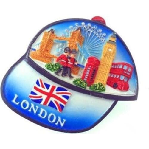 New Hand-painted London Baseball Cap 3D Fridge Magnets Tourism Souvenirs Refrigerator Magnetic Stickers Gift