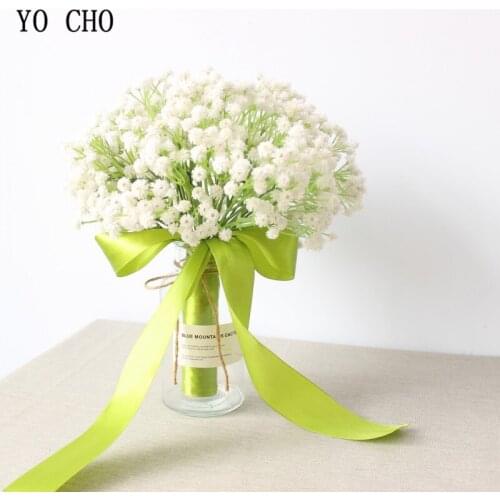 YO CHO Bridal Bouquets PU Artificial Flower Wedding Bouquet Babysbreath Wedding Flowers Bridesmaids Accessories Wedding Bouquets